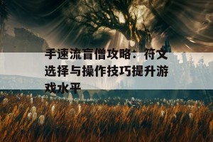 手速流盲僧攻略：符文选择与操作技巧提升游戏水平