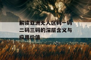 解读亚洲无人区码一码二码三码的深层含义与应用价值