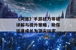 《问道》手游战力等级详解与提升策略，助你迅速成长为顶尖玩家