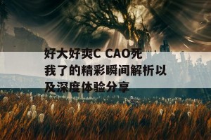 好大好爽C CAO死我了的精彩瞬间解析以及深度体验分享