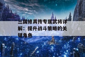 三国修真传专属武将详解：提升战斗策略的关键角色