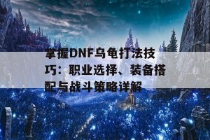 掌握DNF乌龟打法技巧：职业选择、装备搭配与战斗策略详解