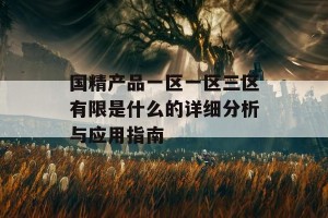 国精产品一区一区三区有限是什么的详细分析与应用指南