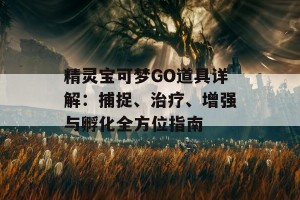 精灵宝可梦GO道具详解：捕捉、治疗、增强与孵化全方位指南