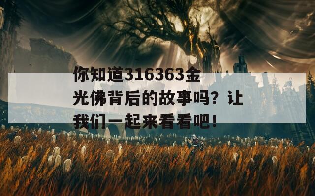 你知道316363金光佛背后的故事吗？让我们一起来看看吧！