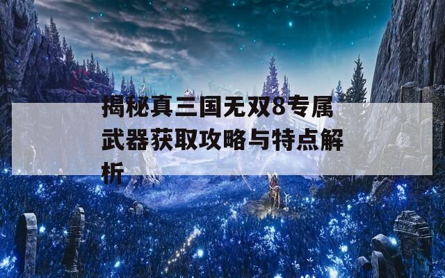 揭秘真三国无双8专属武器获取攻略与特点解析