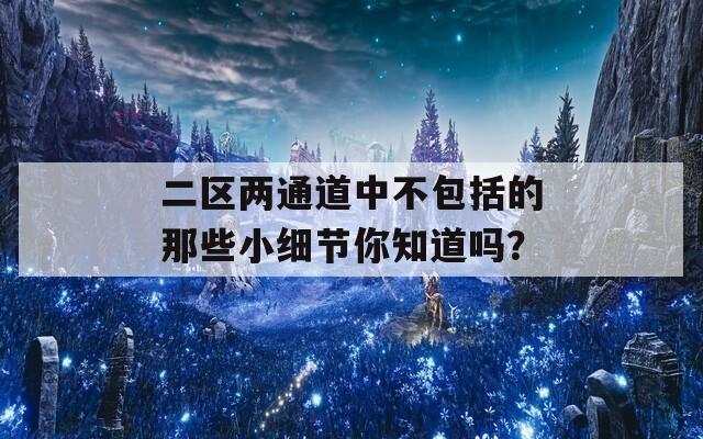 二区两通道中不包括的那些小细节你知道吗？