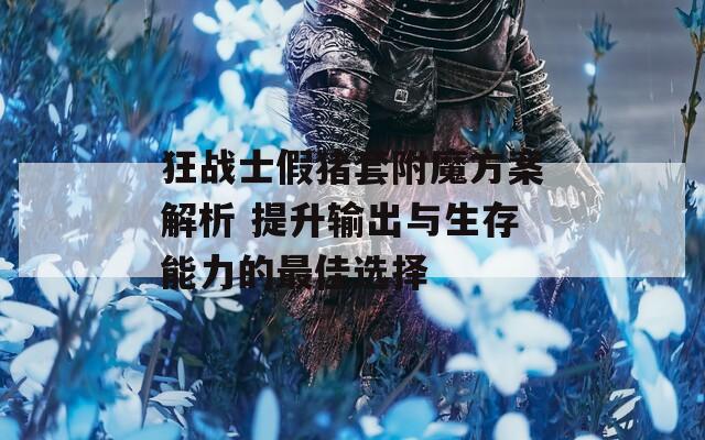 狂战士假猪套附魔方案解析 提升输出与生存能力的最佳选择