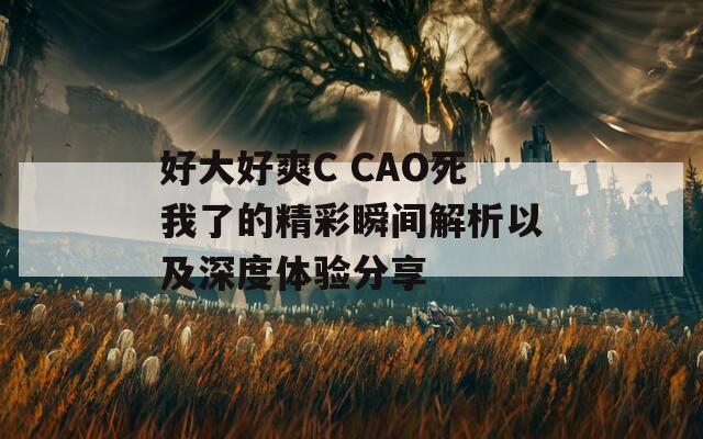 好大好爽C CAO死我了的精彩瞬间解析以及深度体验分享